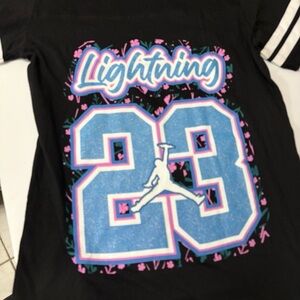 Black Short-Sleeve Lightning 23 Graphic Tee - Blue & Pink